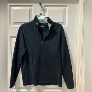 Izod Black Zip Up Sweater Classic Knit Style